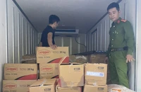 Công an bắt giữ gần 3 tấn mề gà không rõ nguồn gốc trên xe tải