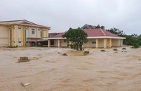 Hình ảnh nhiều trụ sở, trường học ở Quảng Bình chìm trong nước lũ