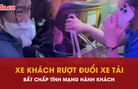Xe khách điên cuồng truy đuổi xe tải, hành khách hoảng loạn van xin xuống xe