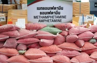 Lượng ma túy đá bị thu giữ ở Thái Lan trong năm qua. Ảnh: AFP