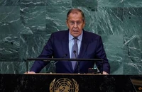 Ngoại trưởng Nga - ông Sergei Lavrov phát biểu tại Kỳ họp thứ 77 của Đại hội đồng Liên hợp quốc tại thành phố New York (Mỹ) ngày 24-9. Ảnh: REUTERS