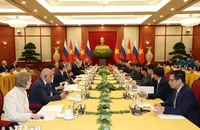 Ảnh: Tổng Bí thư Nguyễn Phú Trọng hội đàm với Tổng thống Putin