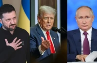 (Từ trái sang) Tổng thống Ukraine Volodymyr Zelensky, Tổng thống Mỹ Donald Trump và Tổng thống Nga Vladimir Putin. Ảnh: BLOOMBERG/WHITE HOUSE/TASS