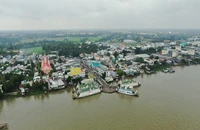 Bến phà Vàm Cống nhìn từ trên cao