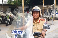 Đại uý Nguyễn Hữu Thắng lúc còn làm ở Đội CSGT Tuần tra - Dẫn đoàn, PC08 Công an TP.HCM. Ảnh: HOÀNG KIM