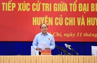 Chủ tịch nước Nguyễn Xuân Phúc phát biểu tại buổi tiếp xúc cử tri. Ảnh: MINH TÂM
