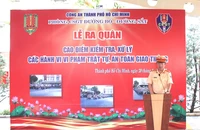 Thượng tá Nguyễn Đình Dương, Trưởng phòng PC08 TP.HCM, phát biểu tại buổi lễ. Ảnh: MỸ DUYÊN