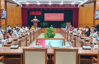 Toàn cảnh hội nghị trực tuyến tại điểm cầu Thành uỷ TP.HCM. Ảnh: L.THOA