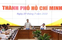 Thủ tướng Phạm Minh Chính chủ trì buổi làm việc với TP.HCM, sáng 27-7. Ảnh: TTBC