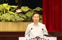 Thường trực Ban Bí thư Võ Văn Thưởng phát biểu tại buổi làm việc. Ảnh: TTXVN