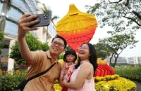Dòng người đổ xô check-in đường hoa Phú Mỹ Hưng ở 'khu nhà giàu' TP.HCM