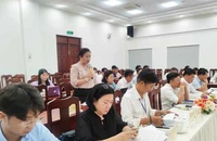 Bà Nguyễn Hoàng Hiếu, Giám đốc Trung tâm Dự báo nhu cầu nhân lực và Thông tin thị trường lao động TP.HCM phát biểu tại hội nghị. Ảnh: NGUYỄN HIỀN