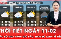 Thời tiết ngày 11-02: Bắc Bộ mưa phùn gió bấc, Nam Bộ lạnh về đêm