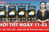 Thời tiết ngày 11-03: Bắc Bộ mưa phùn, trời rét, Nam Bộ đề phòng mưa giông