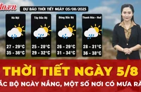 Thời tiết ngày 5-8: Bắc Bộ ngày nắng, vùng núi và trung du có mưa rào rải rác