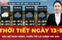 Thời tiết ngày 13-9: Bắc Bộ ngày nắng, chiều tối có giông rải rác