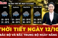 Thời tiết ngày 12-10: Bắc Bộ và Bắc Trung Bộ ngày nắng, có mưa vài nơi