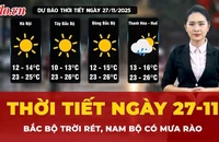 Thời tiết ngày 27-11: Bắc Bộ trời rét, Nam Bộ mưa rào