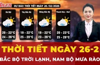 Thời tiết ngày 26-2: Bắc Bộ trời lạnh, Nam Bộ mưa rào
