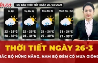 Thời tiết ngày 26-3: Bắc Bộ hửng nắng, Nam Bộ chiều tối và đêm có mưa giông