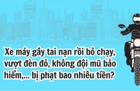 Xe máy gây tai nạn rồi bỏ chạy, vượt đèn đỏ, không đội mũ bảo hiểm,... bị phạt bao nhiêu tiền?