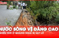 Hình ảnh nước sông Vệ dâng cao, nhiều nơi ở Quảng Ngãi bị sạt lở 