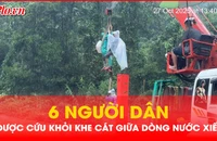Video: Dùng xe cẩu cứu 6 người giữa dòng nước xiết ở Huế