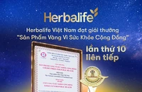 Herbalife Việt Nam đạt giải thưởng ‘Sản Phẩm Vàng Vì Sức Khỏe Cộng Đồng’ lần thứ 10 liên tiếp