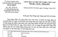 Thông báo Sở Tư pháp thôi quốc tịch Việt Nam của Park Eun Kyoung