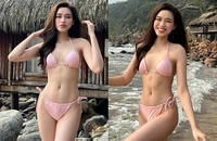Hoa hậu Đỗ Thị Hà diện bikini khoe body nóng bỏng bên bờ biển 