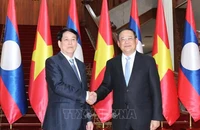 Chủ tịch nước Lương Cường hội kiến Thủ tướng Lào Sonexay Siphandone