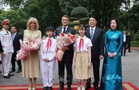 Chủ tịch nước Lương Cường chủ trì lễ đón Tổng thống Cộng hòa Pháp Emmanuel Macron