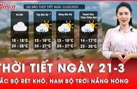 Dự báo thời tiết ngày 21-3: Bắc Bộ tiếp tục rét, Nam Bộ trời nắng nóng, mưa rào và dông vài nơi