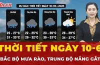 Dự báo thời tiết ngày 10-6: Bắc Bộ tiếp tục mưa rào, Trung Bộ nắng gay gắt 
