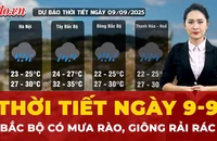Dự báo thời tiết ngày 9-9: Bắc Bộ có mưa rào, giông rải rác, vùng núi và trung du mưa rất to