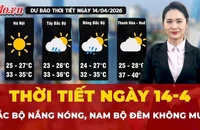 Dự báo thời tiết ngày 14-4: Bắc Bộ nắng nóng, Nam Bộ đêm không mưa