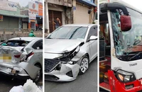 Đồng Nai: Xe hơi bẹp dúm sau vụ tai nạn liên hoàn trên Quốc lộ 1