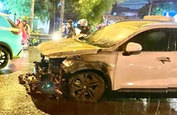 TP.HCM: Cháy ô tô 7 chỗ khi trời đang mưa gần cầu vượt Gò Dưa