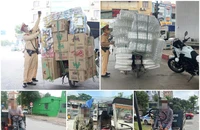 CSGT Hà Nội tăng cường kiểm tra, xử lý người chở hàng cồng kềnh
