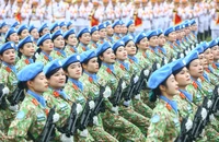 Toàn cảnh buổi Tổng hợp luyện diễu binh, diễu hành trong nhiệm vụ A80