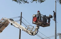 Cảnh sát phong tỏa Quốc lộ 22, cứu thanh niên nghi 'ngáo đá' leo cột đèn