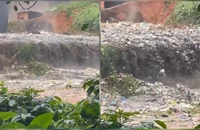 Vỡ bờ bao ô chứa rác ở Quảng Ngãi, rác thải tràn ra ngoài