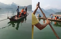 Lốc xoáy làm lật thuyền trên hồ thủy điện Sơn La, 2 người mất tích