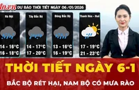 Thời tiết ngày 6-1: Bắc Bộ rét đậm rét hại, Nam Bộ có mưa rào rải rác