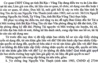 Công an yêu cầu cung cấp thông tin về đất đai tại Bà Rịa- Vũng Tàu liên quan đến 8 người