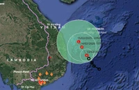 Áp thấp nhiệt đới đang tiến vào vùng biển ngoài khơi Quảng Ngãi - Phú Yên