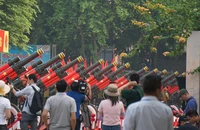 Thử dàn đại pháo trong buổi tổng duyệt Lễ kỷ niệm 70 năm Chiến thắng Điện Biên Phủ 