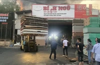 Vụ cháy ở KCN Chàng Sơn: Chuyển ván công nghiệp khỏi kho để tránh cháy lan