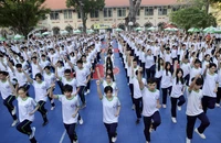 Ấn tượng với màn đồng diễn võ nhạc Vovinam của học sinh 1.500 trường tại TP.HCM 