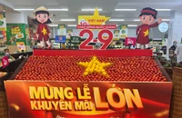 Siêu thị trang trí mừng lễ Quốc khánh 2-9. Ảnh: TÚ UYÊN